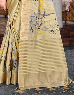 Collection of Elegant Gold Coloured Bagalpuri fancy Saree in a gallery layout