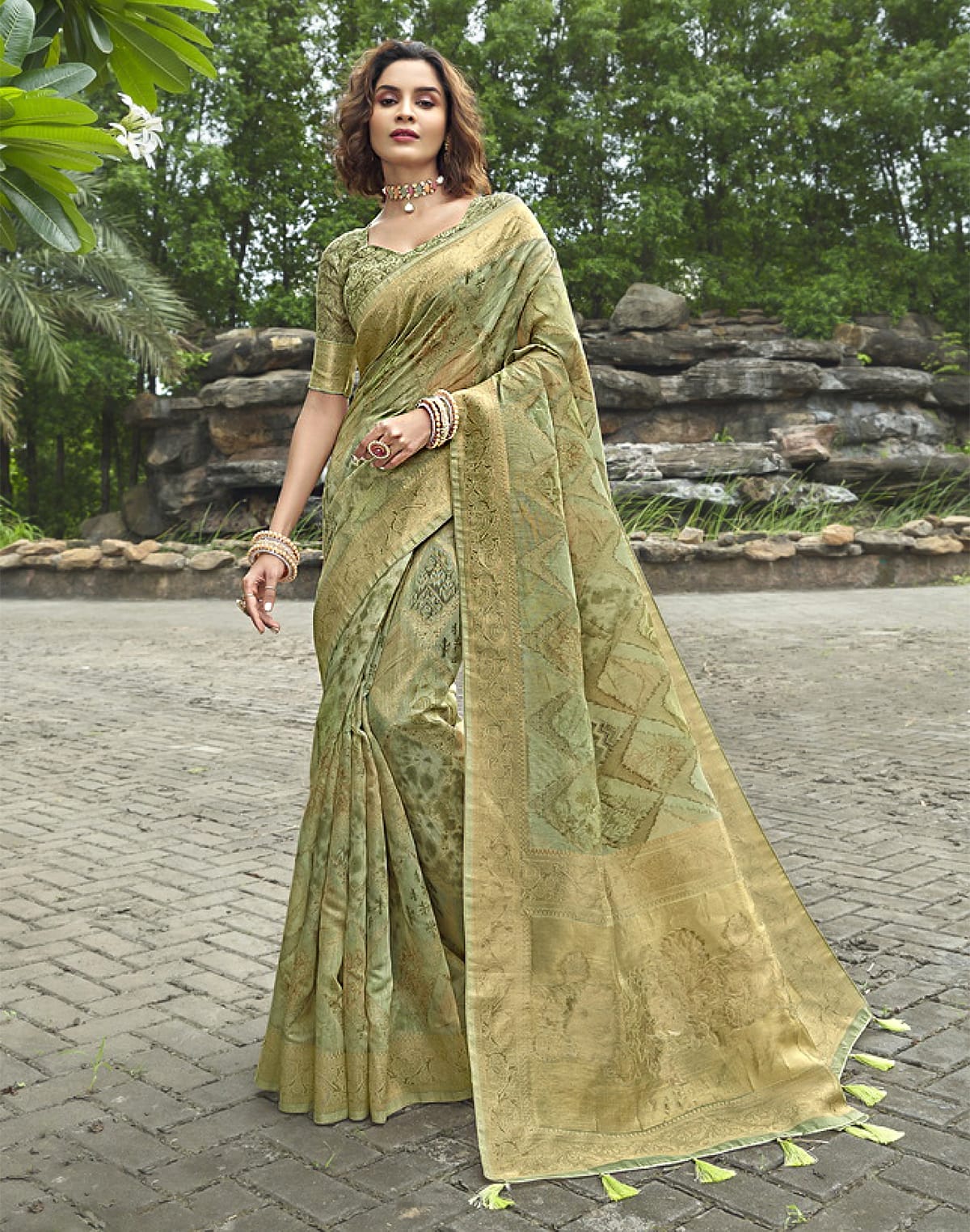 Gorgeous Light Green Jute Saree