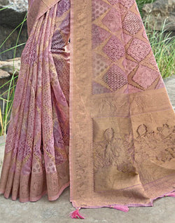 Collection of Pink Color Jute Saree with beautiful Zari Pallu in a gallery layout