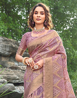 Collection of Pink Color Jute Saree with beautiful Zari Pallu in a gallery layout