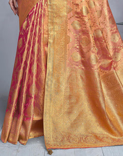 Collection of Pink Coloured Floral Banaras Tissue Saree in a gallery layout