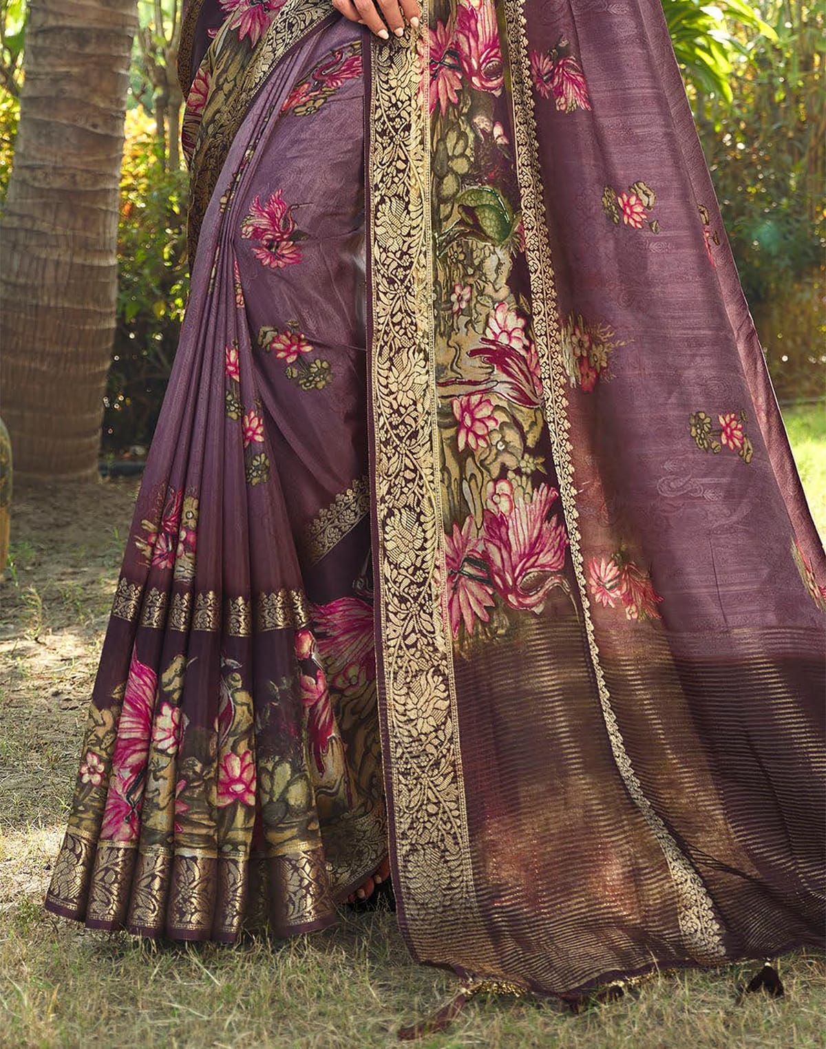 Collection of Light Purple All over Floral bunches Dola Silk Saree in a gallery layout