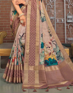 Collection of Beautiful Digital Print Jute Silk Saree in a gallery layout