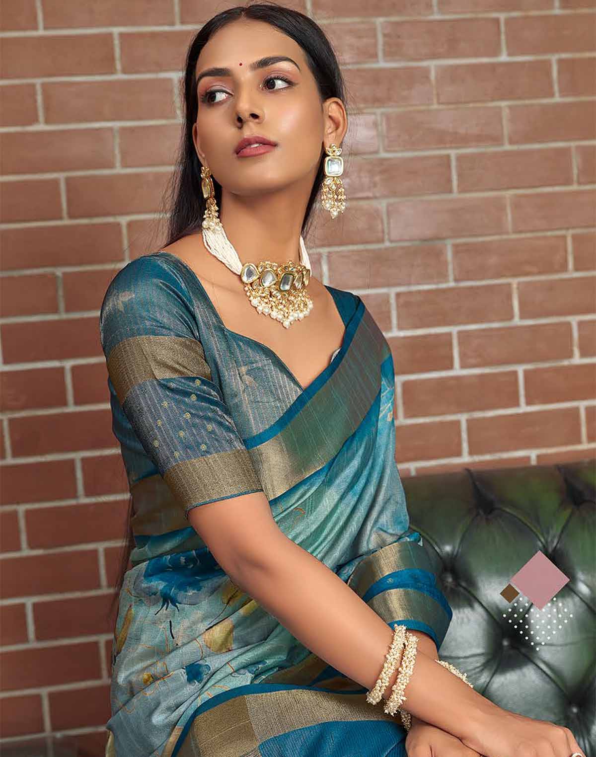 Stylish Blue Colour Jute Silk Fancy Saree