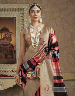 Collection of Multi Colour Printed Organza Saree in a gallery layout