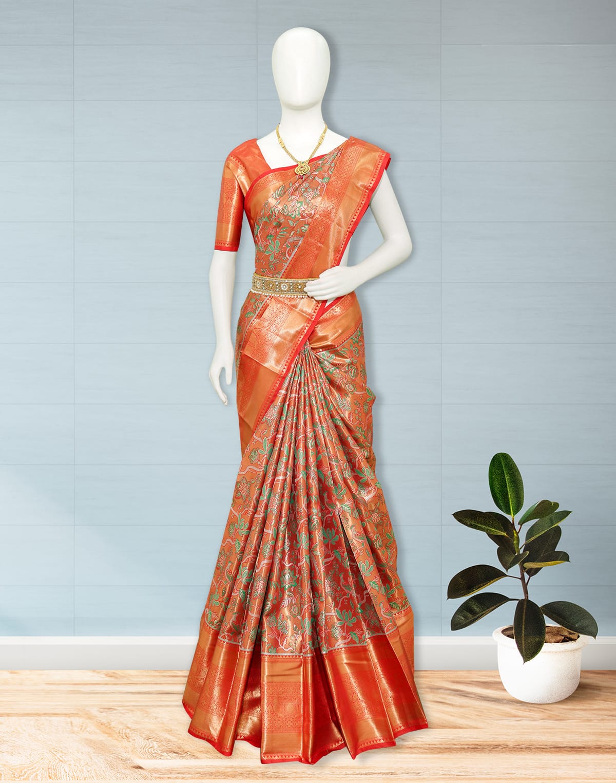 Red Coloured Tissue Padiya Pattu Saree