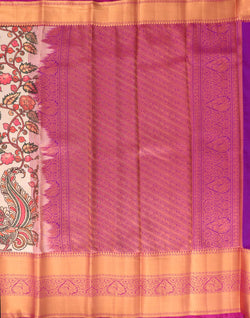 Collection of Cream all over Kalamkari Print with Zari Contrast Border Saree in a gallery layout