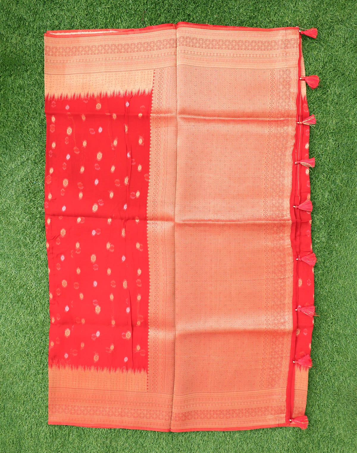 Collection of Attractive Design Organza Red Coloured Saree in a gallery layout