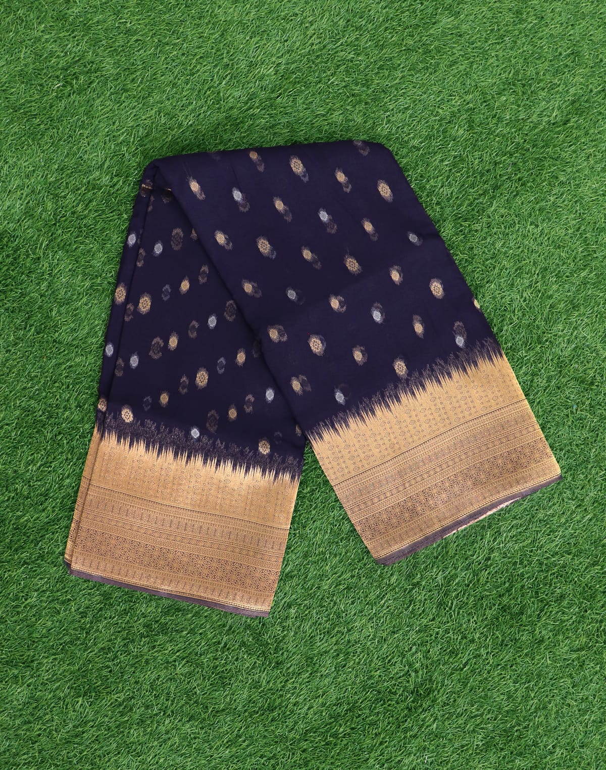 Navy Blue Organza Butta Saree