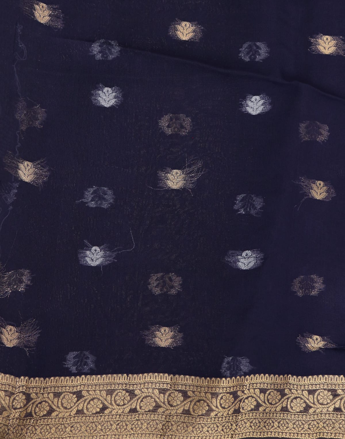 Navy Blue Organza Butta Saree