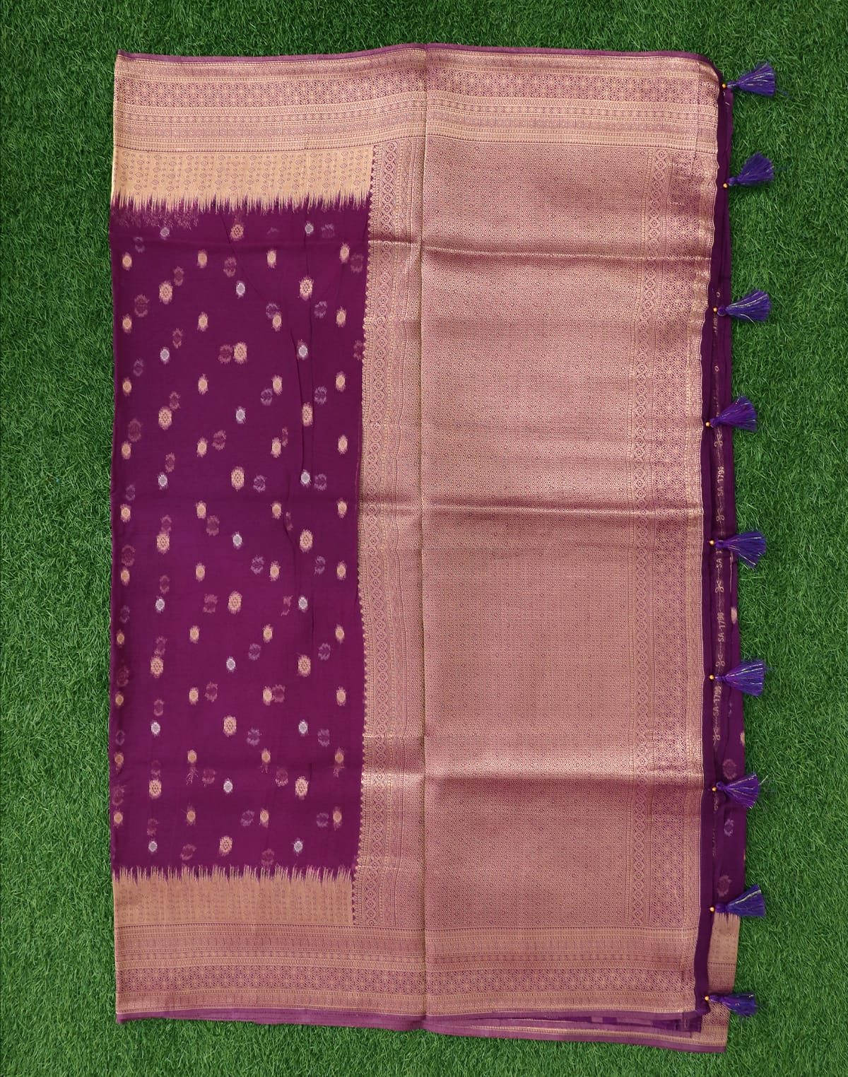 Collection of Purple Coloured Organza Butta Saree in a gallery layout