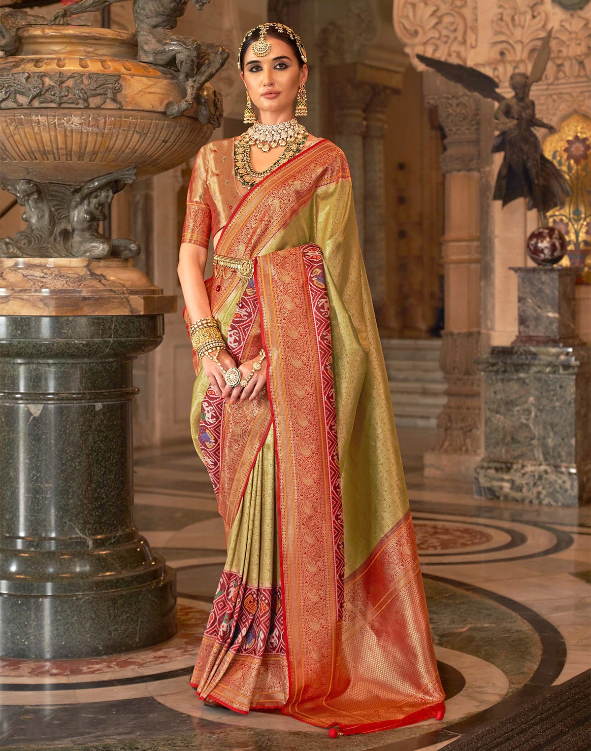 Mehendi Green Brocade design Zari Banaras Silk Saree