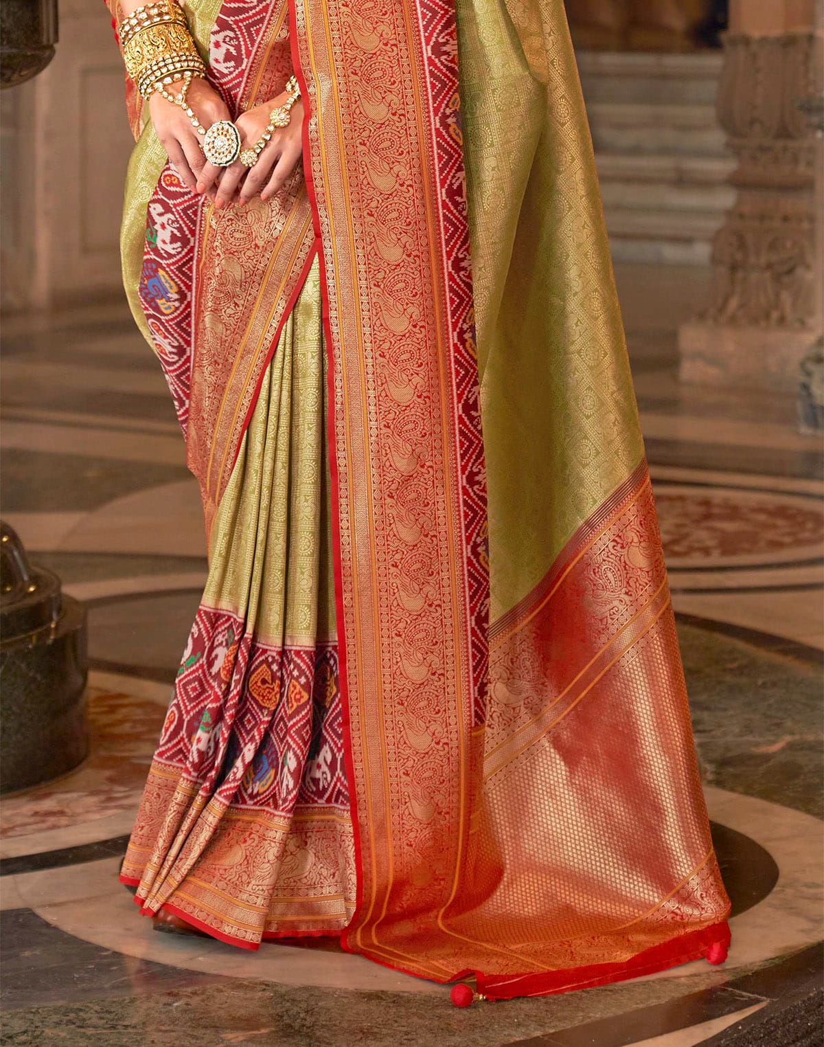 Mehendi Green Brocade design Zari Banaras Silk Saree