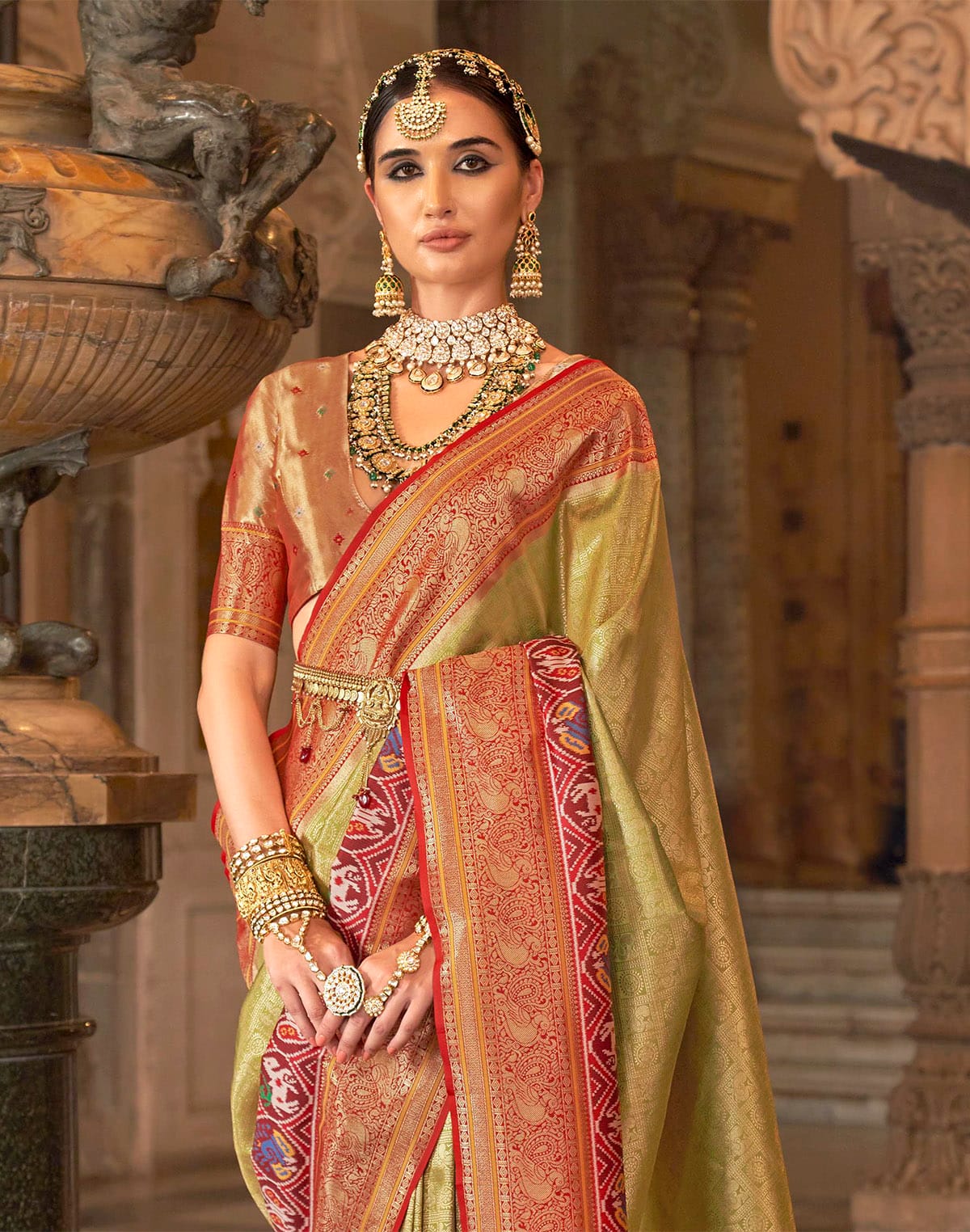 Mehendi Green Brocade design Zari Banaras Silk Saree