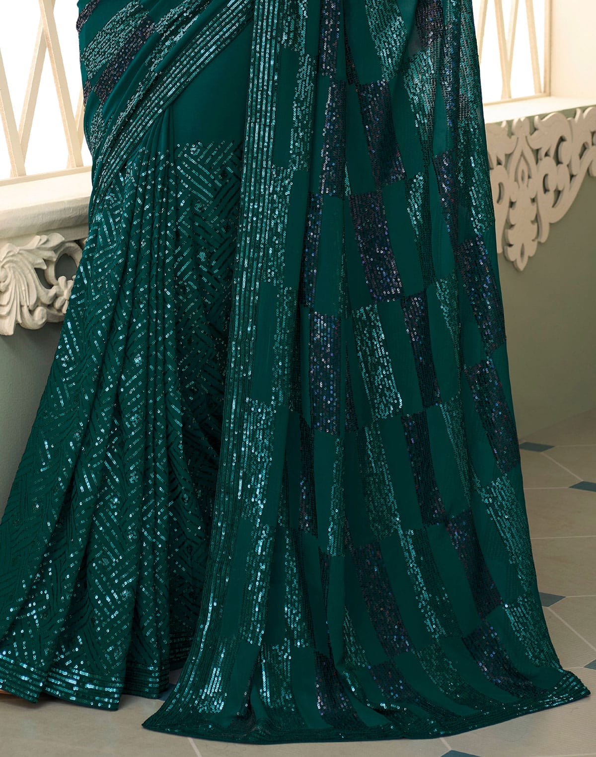 Collection of Georgette heavy Sequence work Saree in a gallery layout