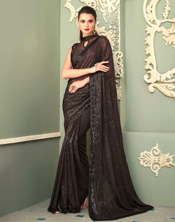 Collection of Coffee Brown Georgette Sequence work Saree in a gallery layout