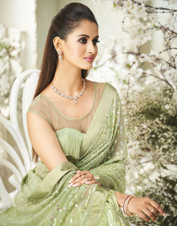 Collection of Light Pista Green Soft Georgette with Embroidery Sequence work Saree in a gallery layout