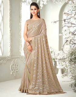 Collection of Sequence work Soft Georgette Light Brown Saree in a gallery layout