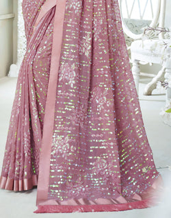 Collection of Light Pink all over Sequence work Soft Georgette Saree in a gallery layout