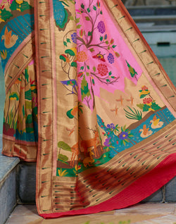 Collection of Pink Coloured Pure Paithani Saree in a gallery layout