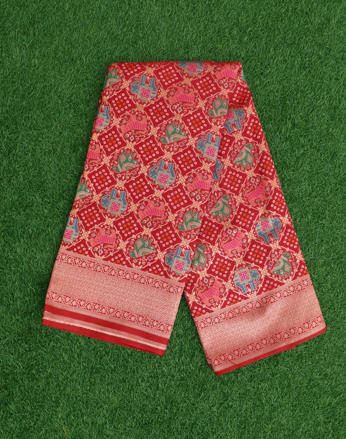 Red Animal Zari weaving Banaras Silk Saree