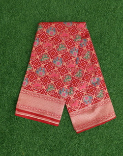 Collection of Red Animal Zari weaving Banaras Silk Saree in a gallery layout