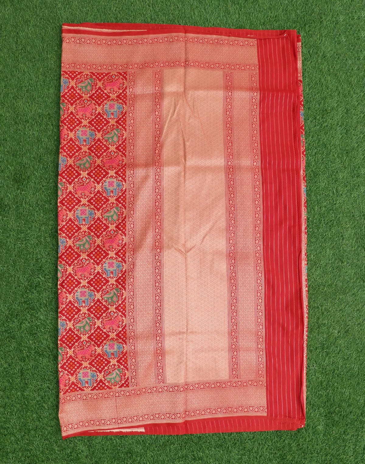 Collection of Red Animal Zari weaving Banaras Silk Saree in a gallery layout