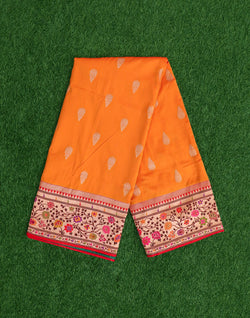 Collection of Mustard Paithani Border Banaras Saree in a gallery layout