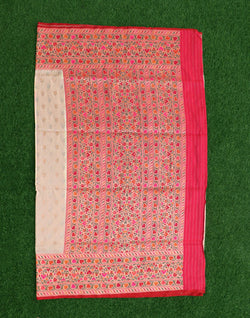 Collection of Cream and Pink Banaras Paithani Border Saree in a gallery layout