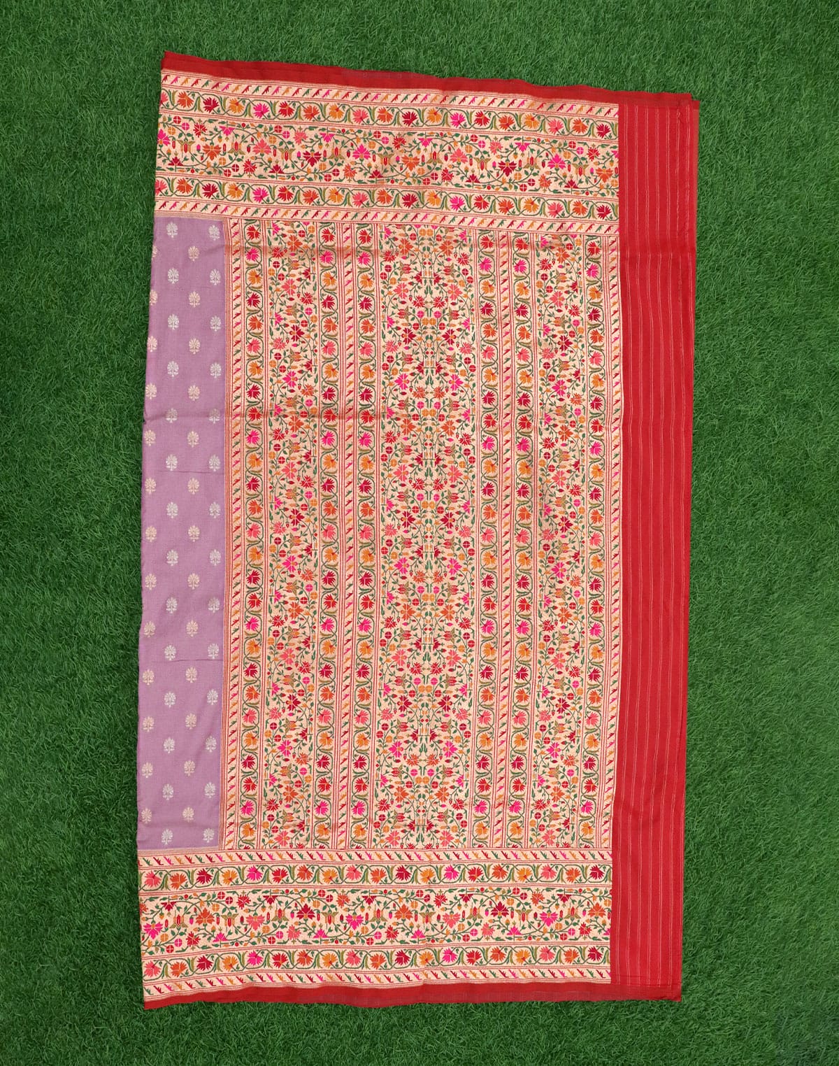 Lavender Coloured Banaras Paithani Border Saree