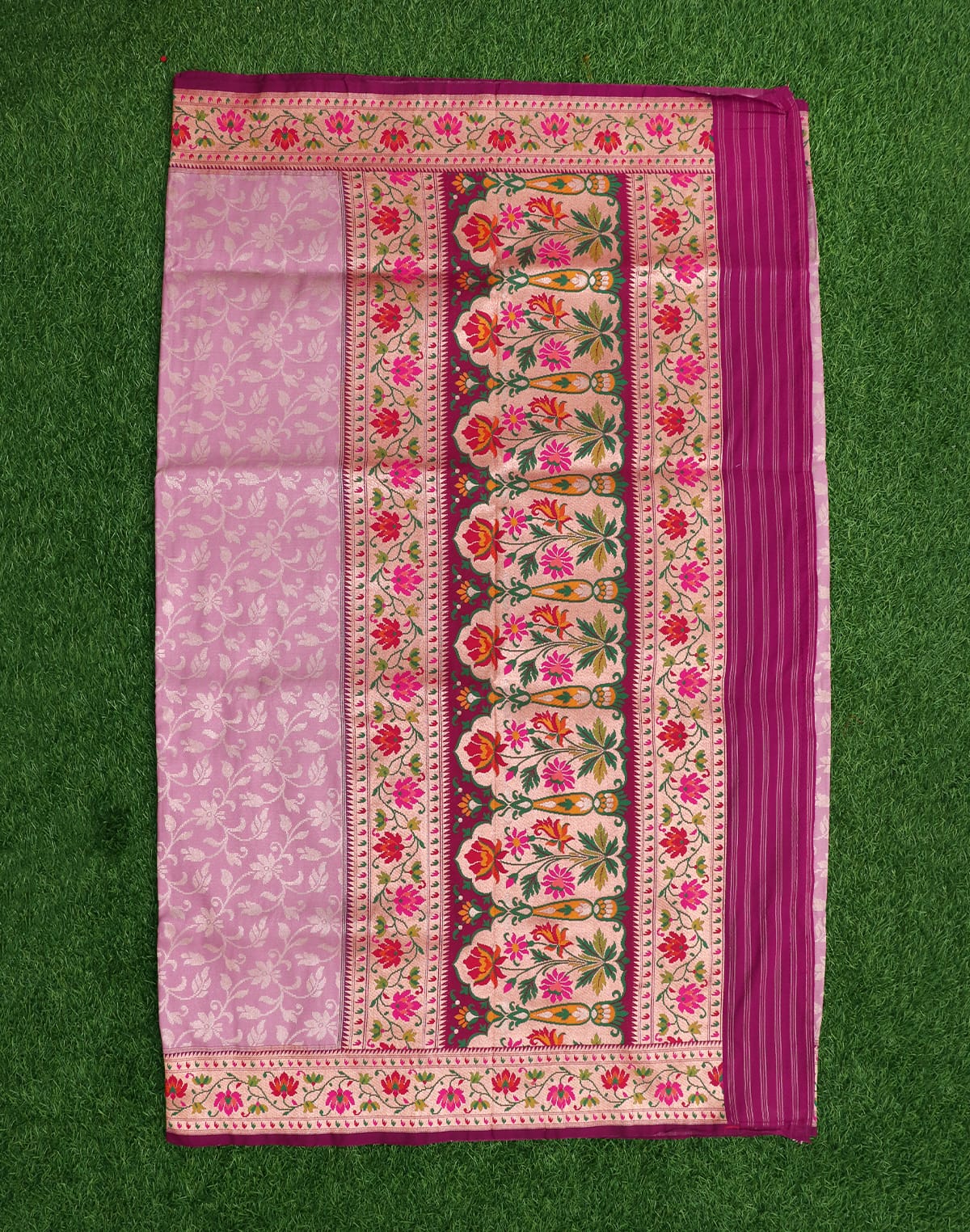 Collection of All over Floral weaving Paithani Border Saree in a gallery layout