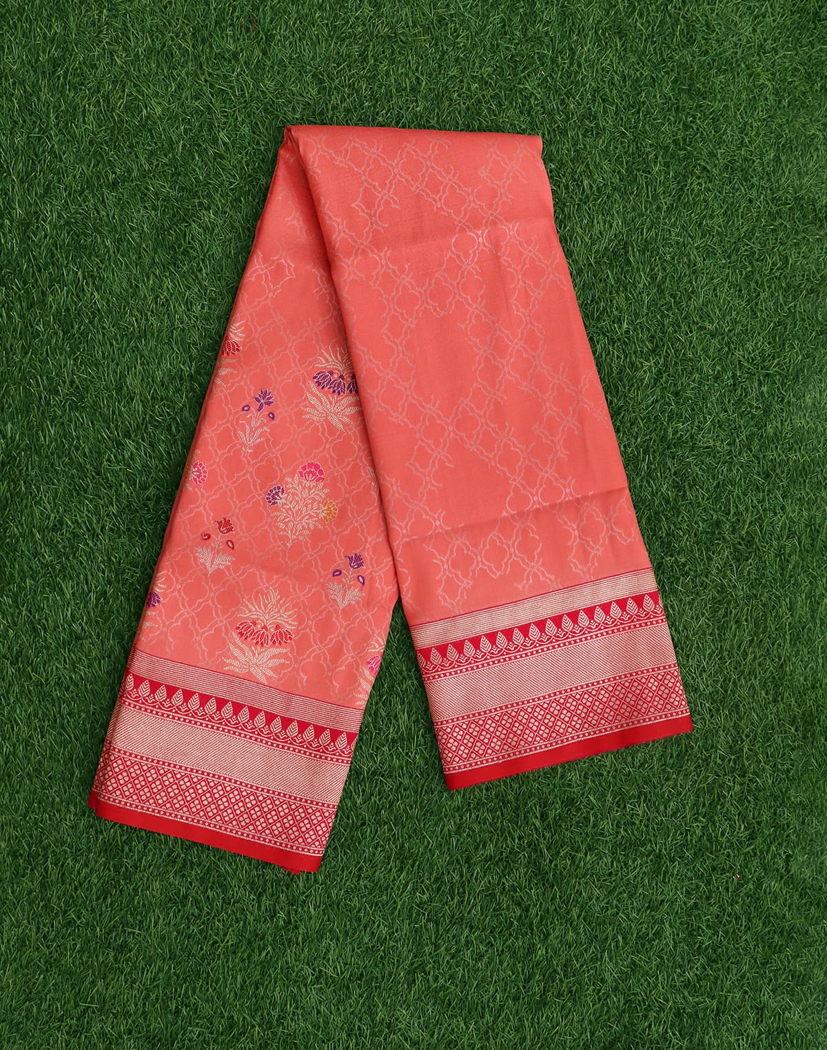 Peach Coloured Banaras Silk Saree