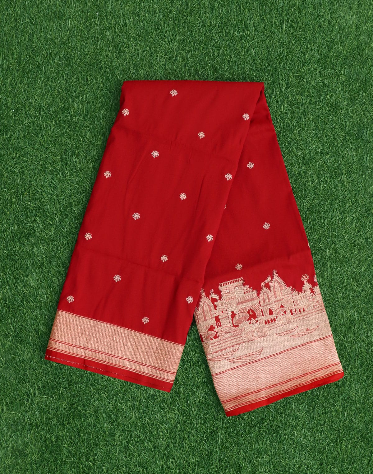 Red Banaras Temple Border Saree