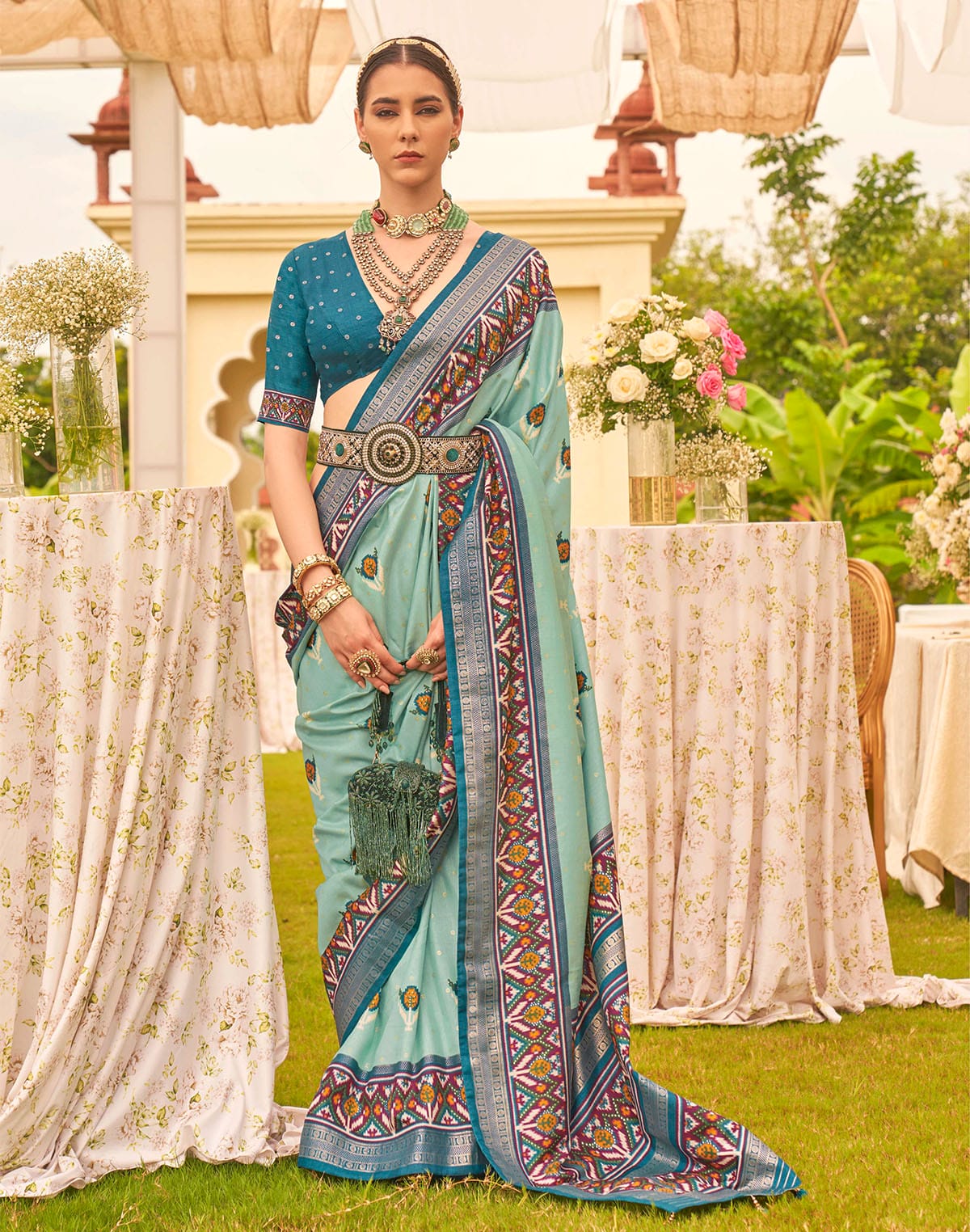 Beautiful Light Sea Green Patola Saree