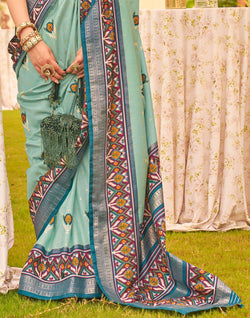 Collection of Beautiful Light Sea Green Patola Saree in a gallery layout