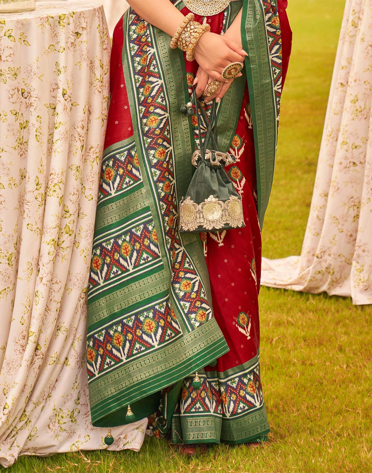 Collection of Incredible Maroon Patola Silk Festive Wear Saree in a gallery layout