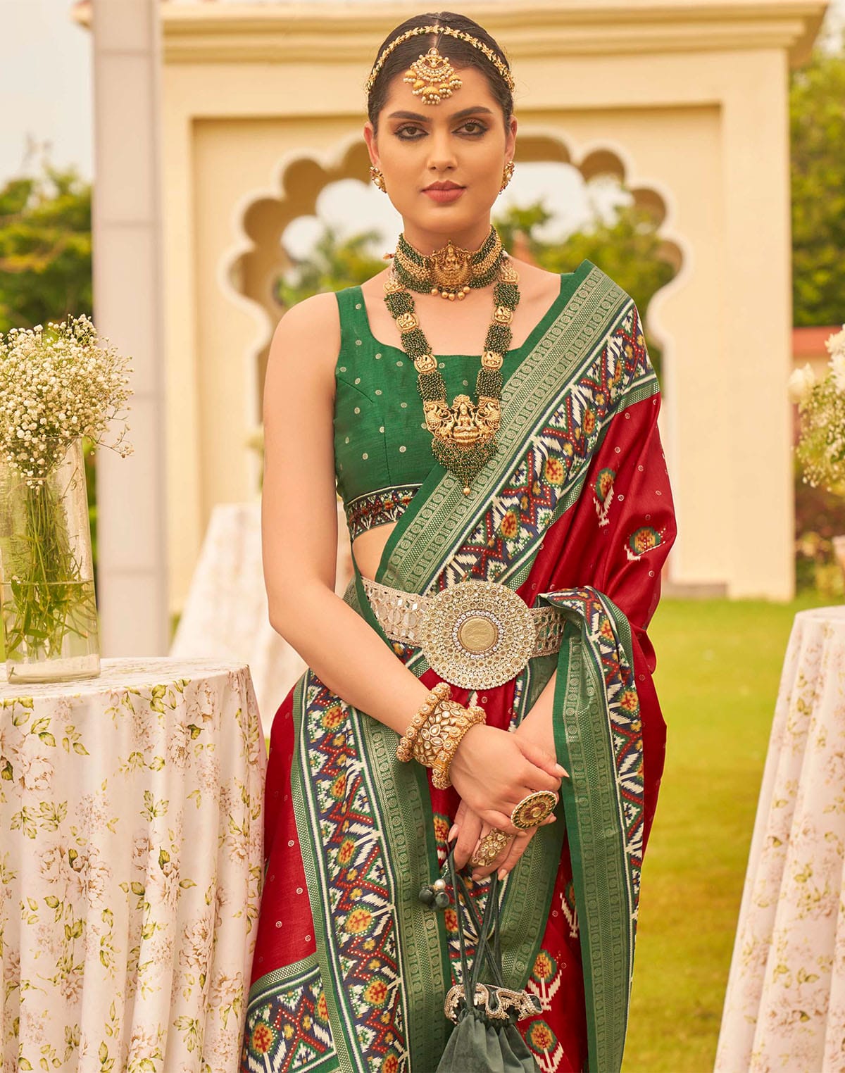 Collection of Incredible Maroon Patola Silk Festive Wear Saree in a gallery layout