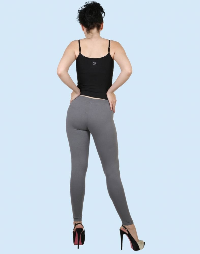 Collection of Twin Birds Anthrazite Grey Cotton Lycra Pencil Cut Women Legging in a gallery layout