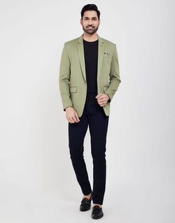 Collection of Pista Green Fashionable and Stretchable Blazer In a Classy Design in a gallery layout