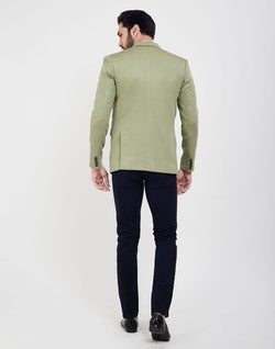 Collection of Pista Green Fashionable and Stretchable Blazer In a Classy Design in a gallery layout