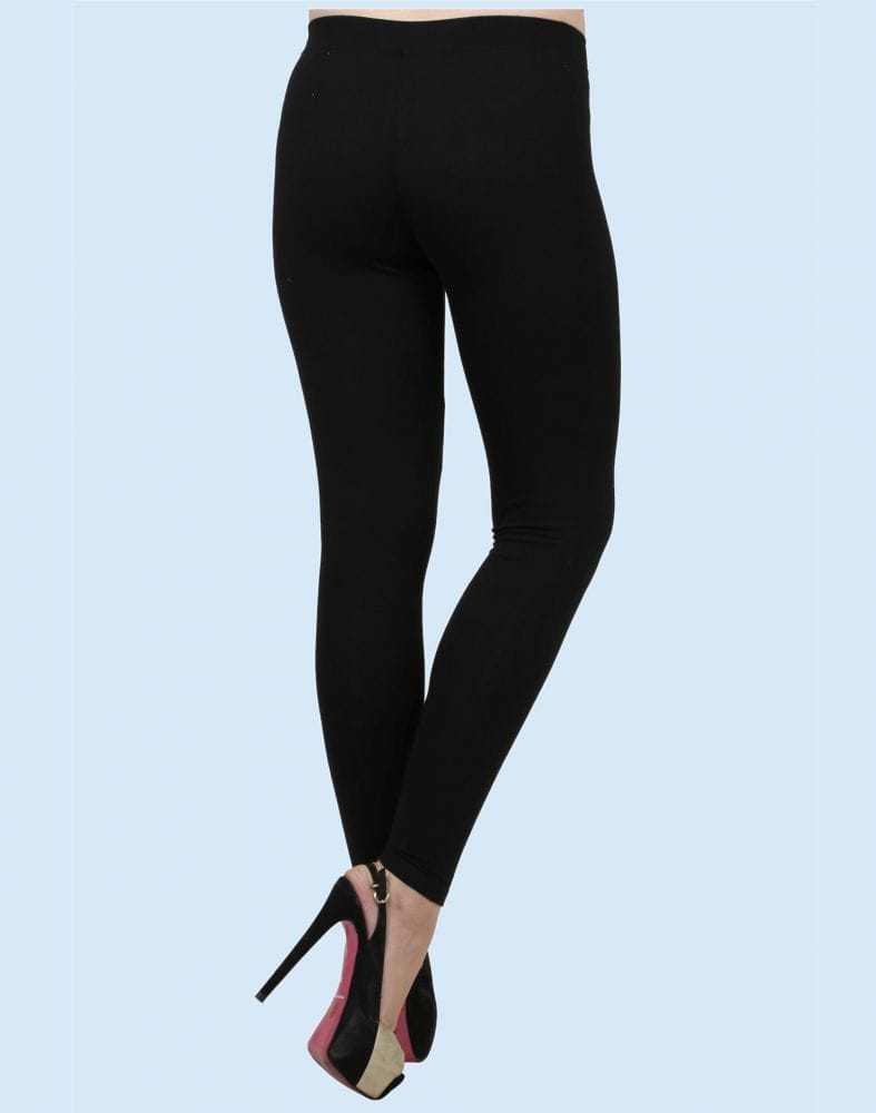 Twin Birds Carbon Black Cotton Lycra Pencil Cut Women Legging