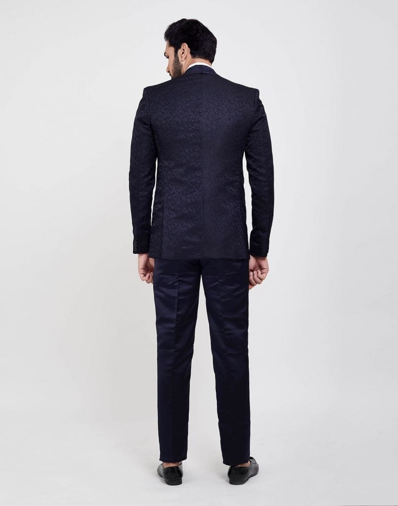 Navy Blue Slim Fit 5 Pc Tuxido Designer Suit