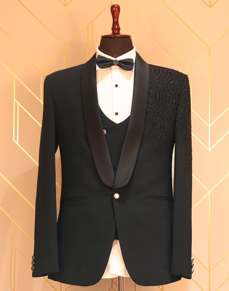 Collection of Designer elegant Black Suit Set in a gallery layout