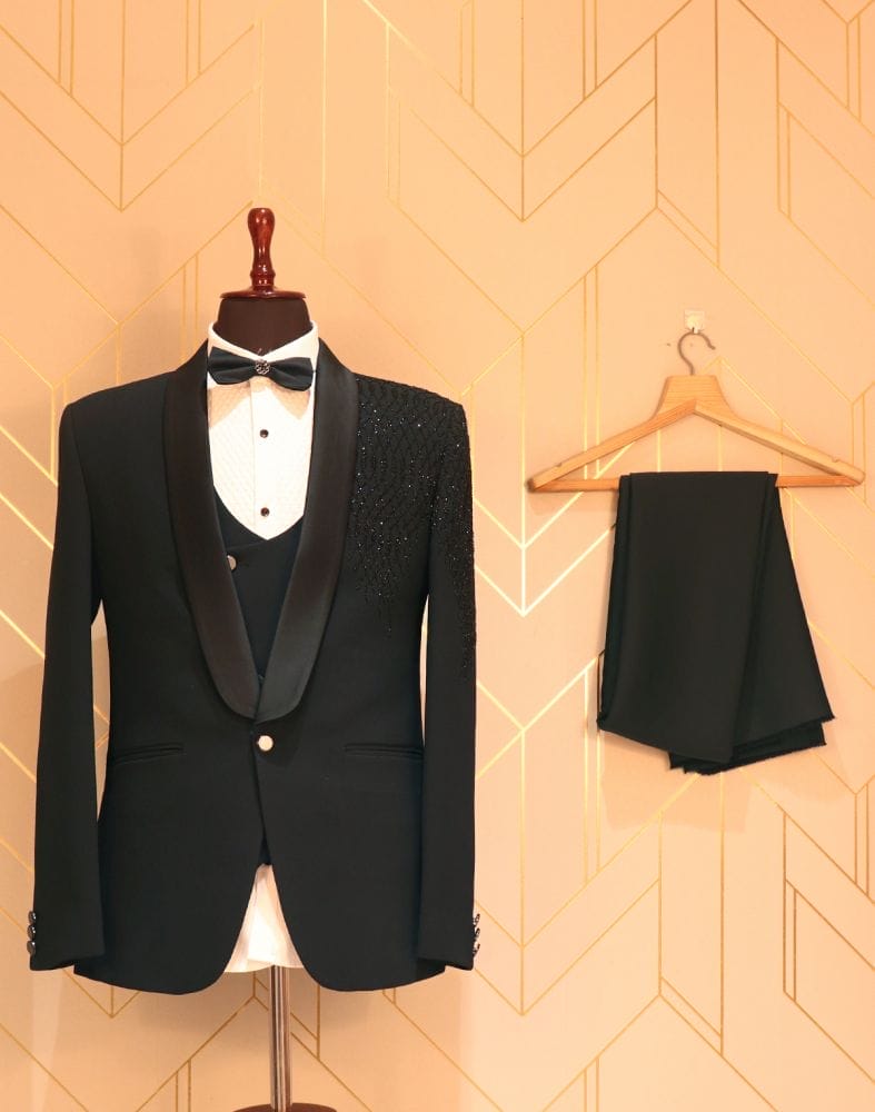 Collection of Designer elegant Black Suit Set in a gallery layout