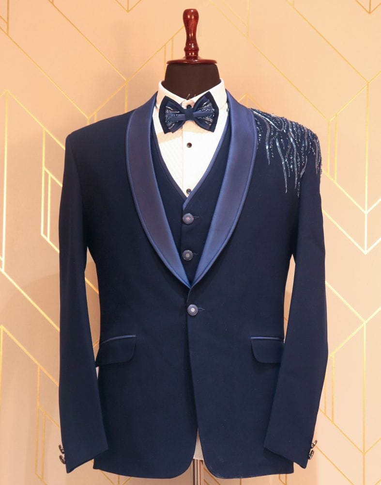 Collection of Charming Navy Blue Suit Set in a gallery layout