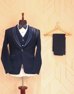 Collection of Charming Navy Blue Suit Set in a gallery layout