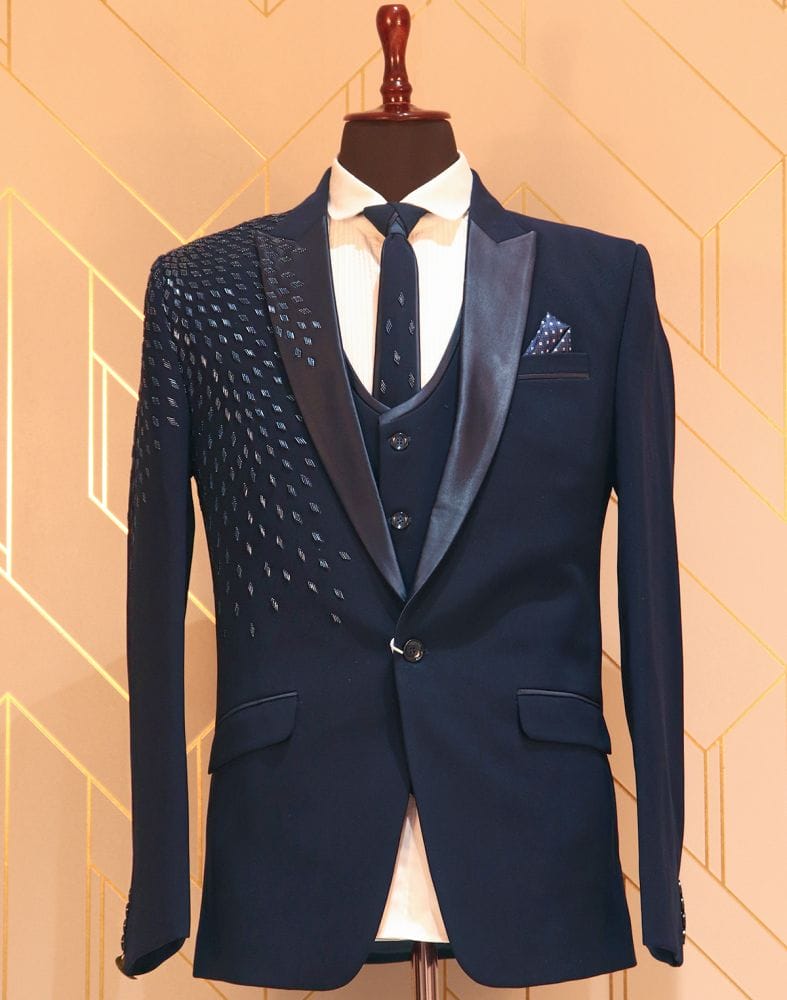 Designer Elegant Navy Blue Suit Set