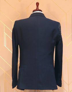 Collection of Designer Elegant Navy Blue Suit Set in a gallery layout