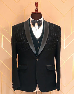 Collection of Classy Black Coloured Suit Set in a gallery layout