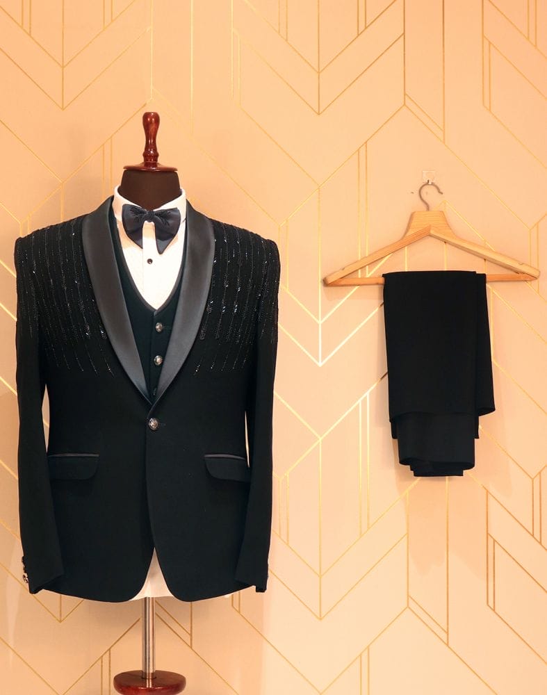 Collection of Classy Black Coloured Suit Set in a gallery layout